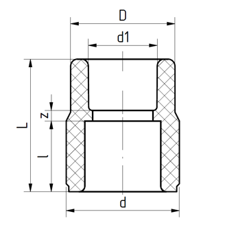 Mynd af PP-R FS Minnkun 50x40mm