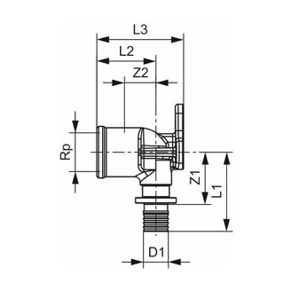 Mynd af TECE Vegghné 16mm x 1/2"